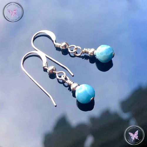 Classical Larimar Silver Earrings